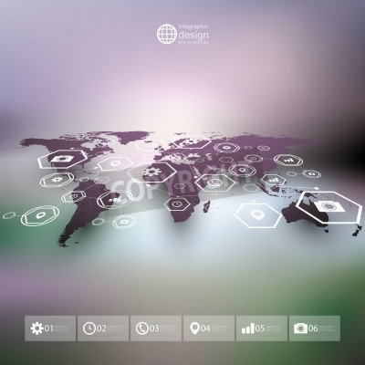 Fototapete Futuristische Weltkarte