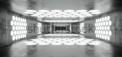 Fototapete Futuristischer Betonraum auf einem Raumschiff