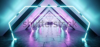 Fototapete Futuristischer Tunnel mit Neonlicht