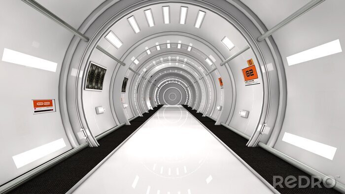 Fototapete Futuristischer weißer 3D-Tunnel im Science-Fiction-Stil