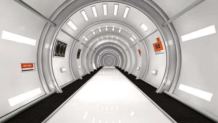 Fototapete Futuristischer weißer 3D-Tunnel im Science-Fiction-Stil
