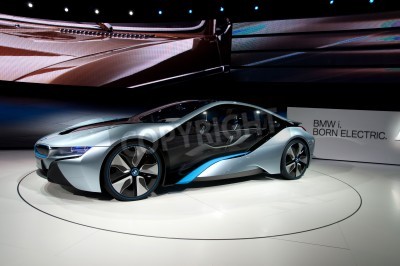 Fototapete Futuristisches Auto auf Display