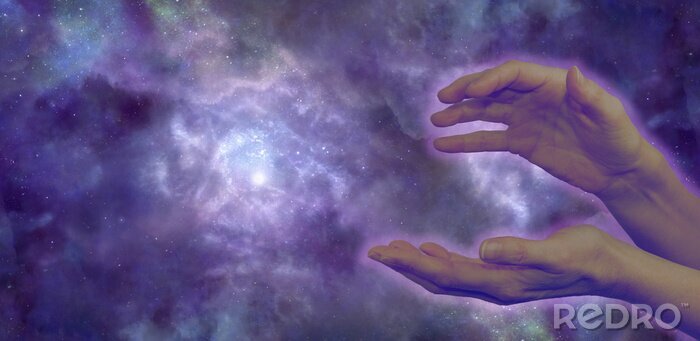 Fototapete Galaxie mit Händen