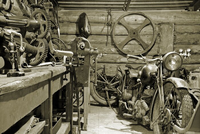 Fototapete Garage mit einspurigem Fahrzeug