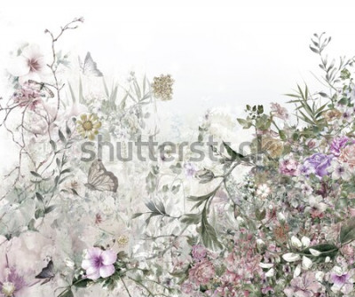 Fototapete Garten voller Pflanzen