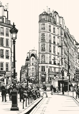 Fototapete Gassen in Paris schwarz-weiß