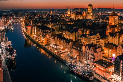 Fototapete Gdansk city at sunset