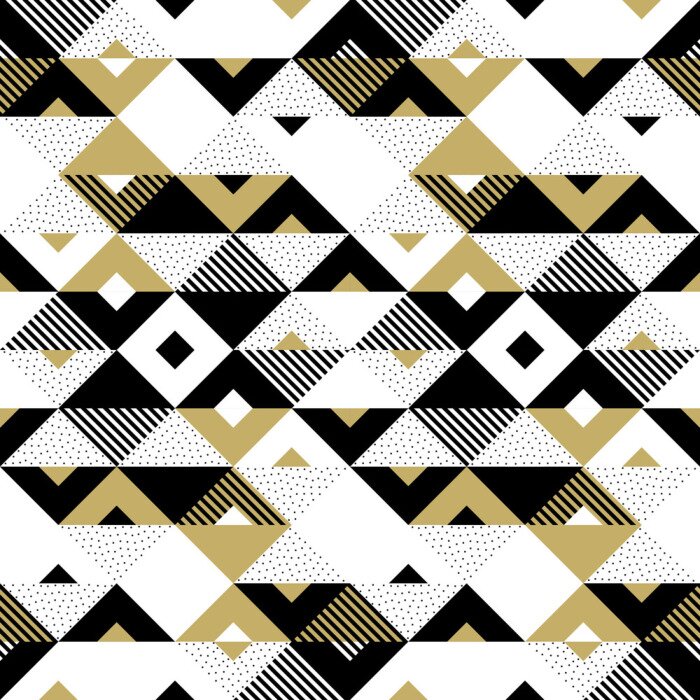 Fototapete Gedämpfte gestreifte und gepunktete Dreiecke