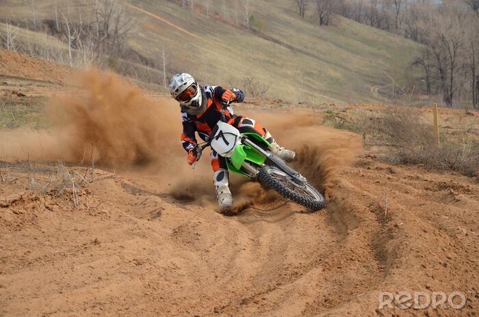 Fototapete Geländemotorrad in einer Kurve