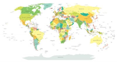 Fototapete Gelb-grüne Weltkarte