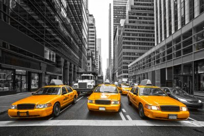 Fototapete Gelbe New Yorker Taxis auf der Straße