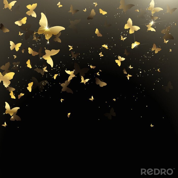 Fototapete Gelbe Schmetterlinge auf grauem Hintergrund