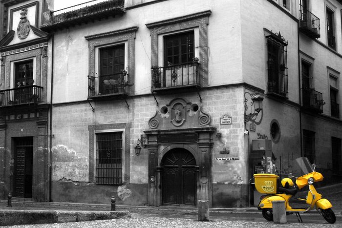 Fototapete Gelber Roller in der Stadt