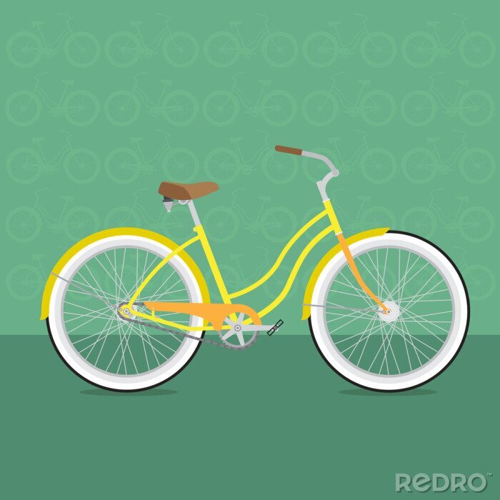 Fototapete Gelbes Fahrrad auf der Grafik