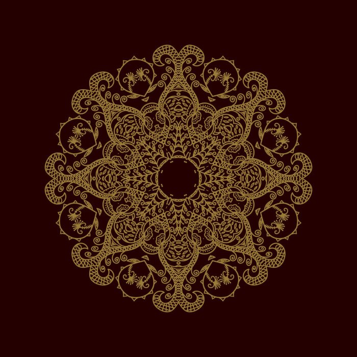 Fototapete Gelbes Mandala auf braunem Hintergrund