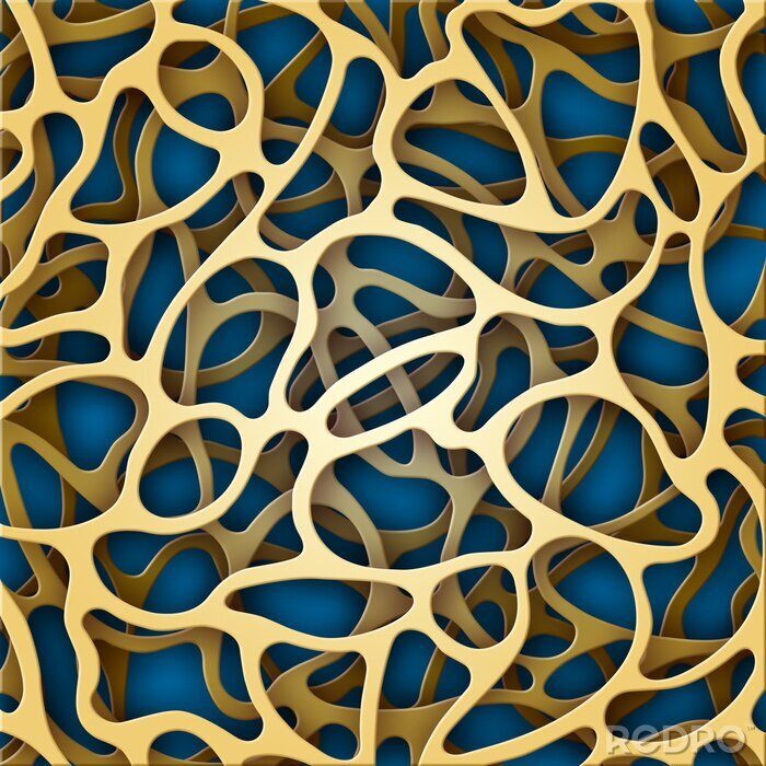 Fototapete Gelbes Muster vor blauem Hintergrund