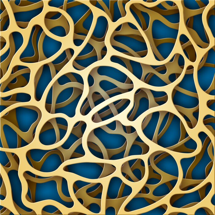 Fototapete Gelbes Muster vor blauem Hintergrund