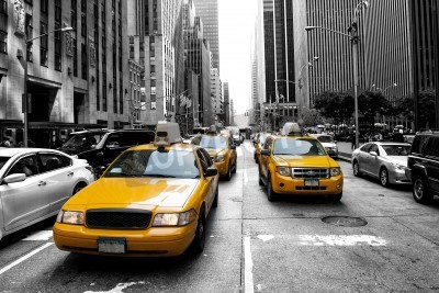 Fototapete Gelbes Taxi in einem Schwarzweiss-New York