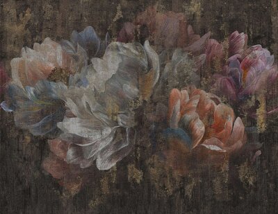 Fototapete Gemalte Blumen auf einem Grunge-Hintergrund