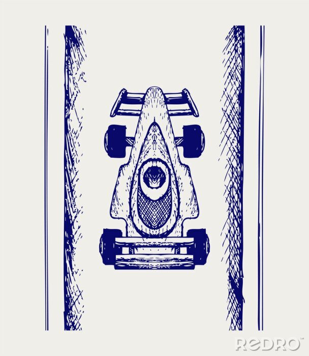 Fototapete Gemalte Formel 1 von oben