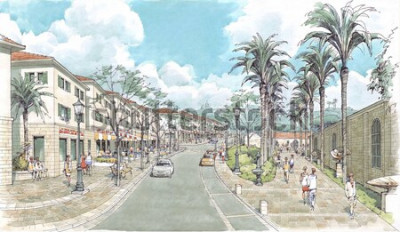 Fototapete Gemalte Gasse im exotischen Land