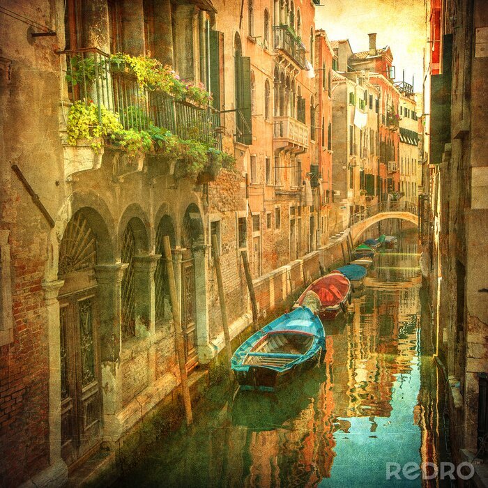 Fototapete Gemalte Stadt Vintage Venedig