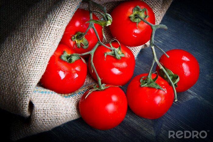 Fototapete Gemüse Tomaten im Jutesack