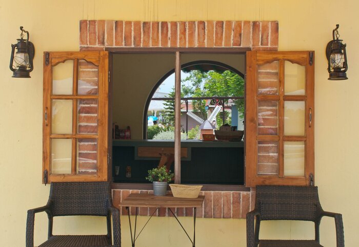 Fototapete Geöffnetes fenster auf der farm