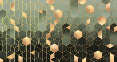 Fototapete Geometric abstracti with gold elements.