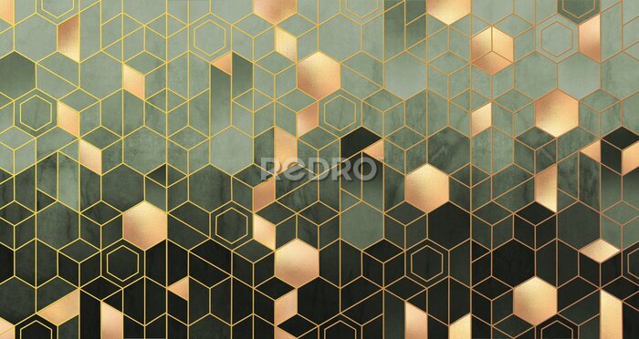 Fototapete Geometric abstracti with gold elements.
