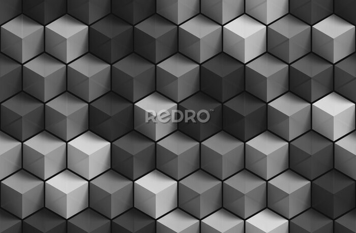 Fototapete Geometrische 3D-Blöcke graue Textur