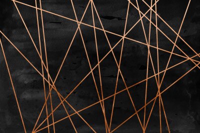 Fototapete Geometrische goldene Linien auf schwarzem Hintergrund