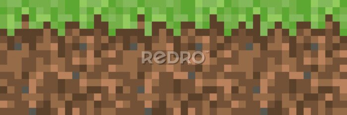 Fototapete Geometrischer Hintergrund im Videospielstil in Grün- und Brauntönen