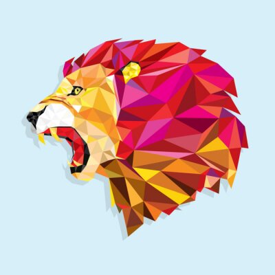 Geometrischer Löwenkopf in Farbe