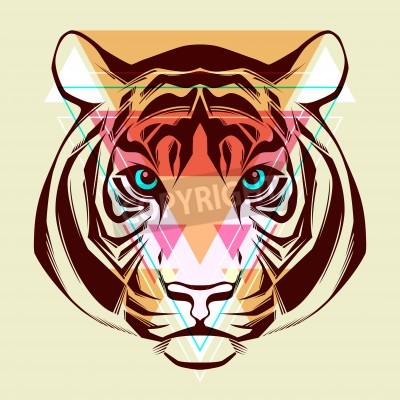 Fototapete Geometrisches tiger-bild