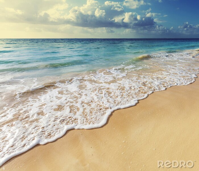Fototapete Geschäumte Welle am Strand und Meer