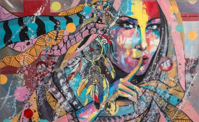 Fototapete Gesicht einer Frau in Farben