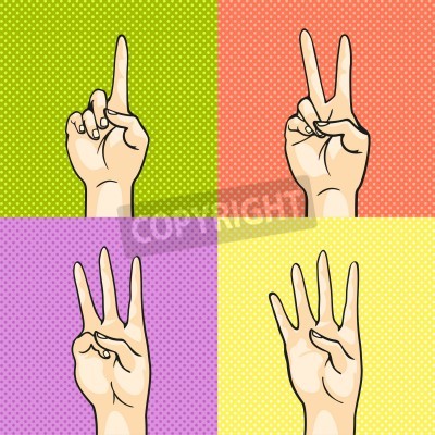 Fototapete Gesten mit Pop-Art-Händen gezeigt
