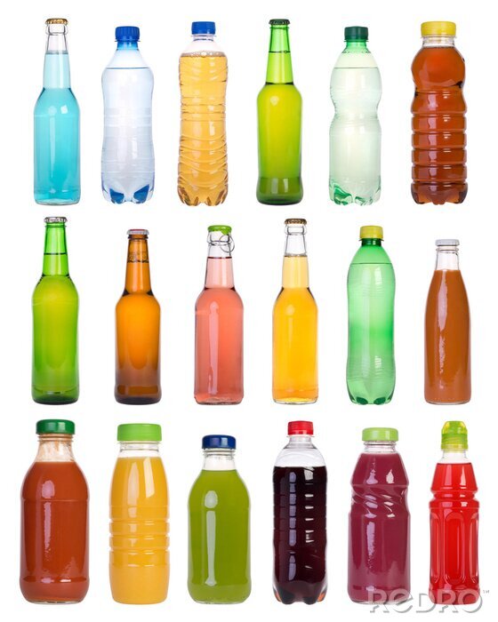 Fototapete Getränke in Flaschen Kunststoff- und Glasflaschen