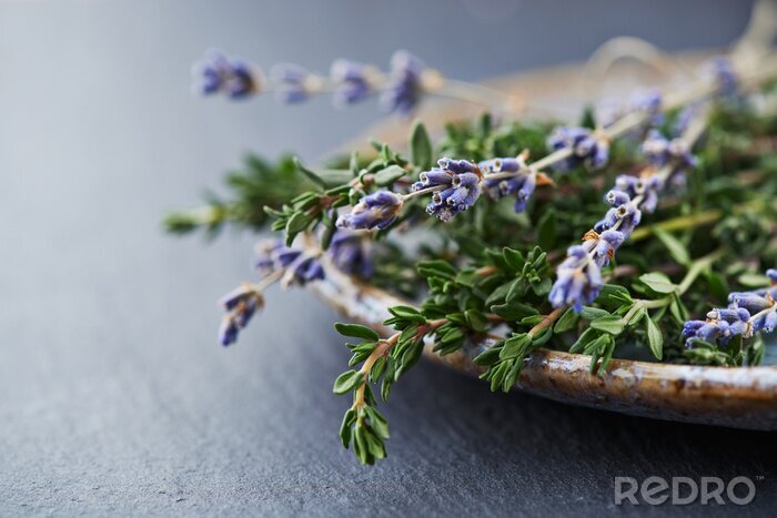Fototapete Getrockneter Lavendel auf Teller