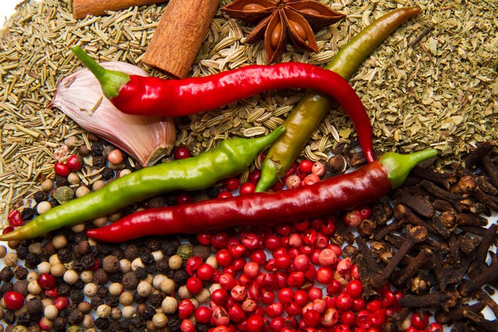 Fototapete Gewürze und Chilischoten
