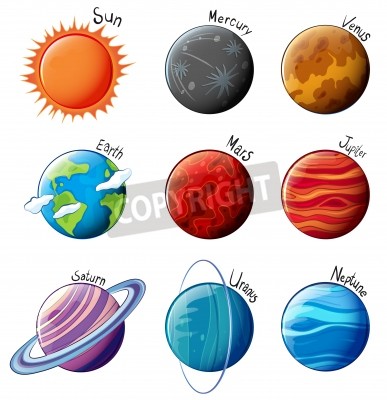Fototapete Gezeichnete Darstellung des Sonnensystems