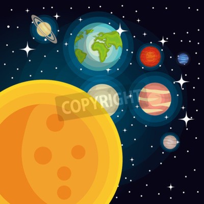 Fototapete Gezeichnetes Sonnensystem
