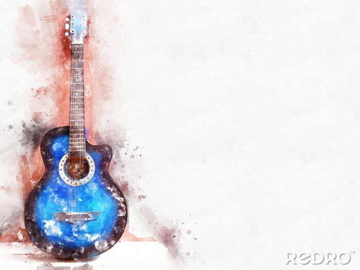 Fototapete Gitarre in einer musikalischen Illustration