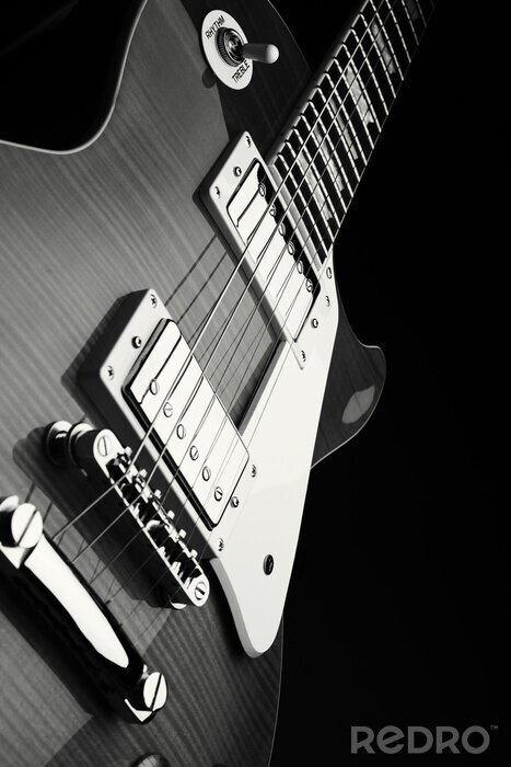 Fototapete Gitarre in Schwarz und Weiß