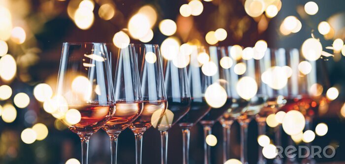 Fototapete Gläser mit Wein im romantischen Licht