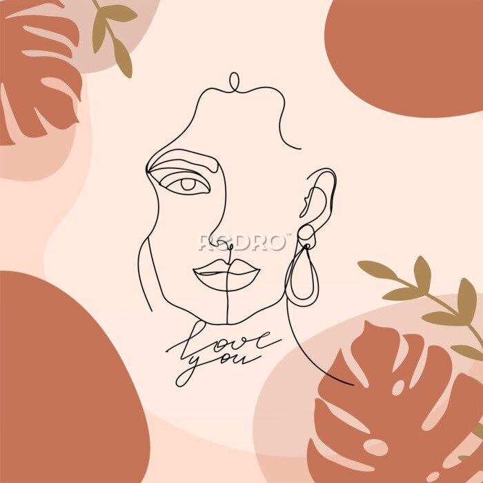 Fototapete Glamour I love you moderne Collage mit Frauengesicht