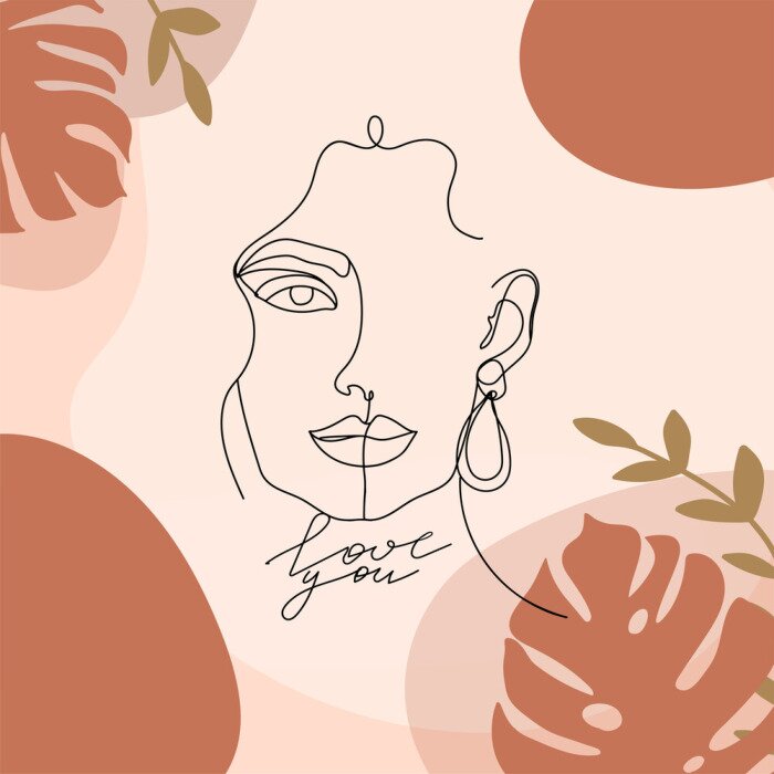 Fototapete Glamour I love you moderne Collage mit Frauengesicht