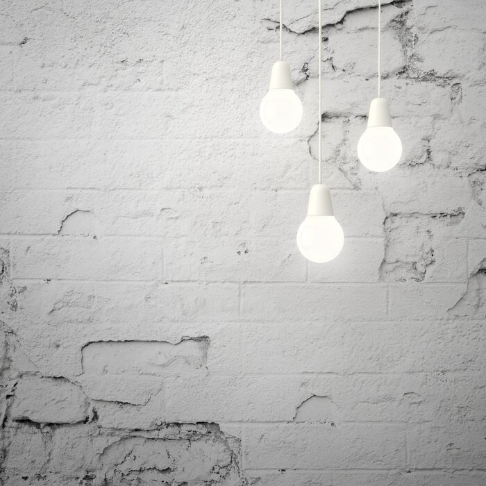 Fototapete Glühbirnen bei alter grauer Mauer