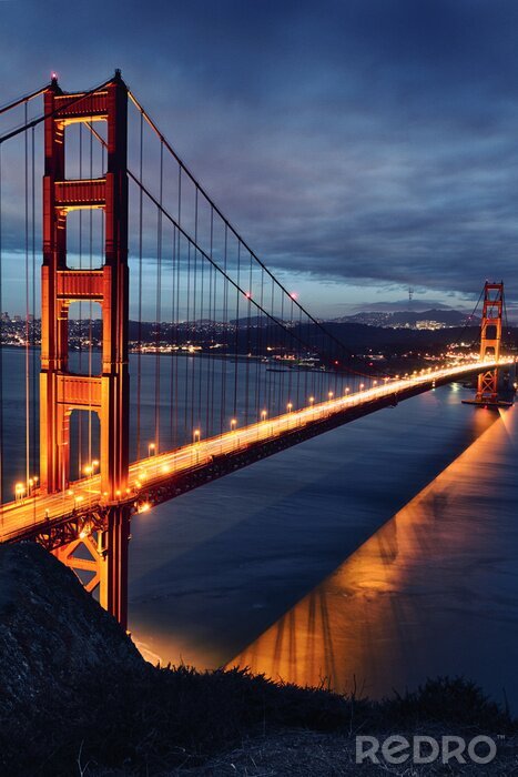Fototapete Golden Gate Bridge und San Francisco Lichter